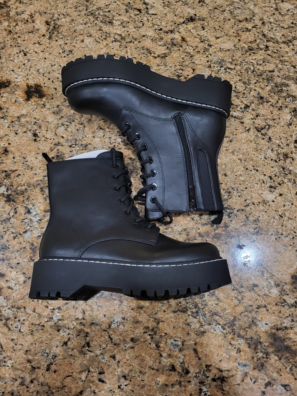 Torrid Steve Lace-Up Combat Boots with Side Zip Black - Picture 3 of 7